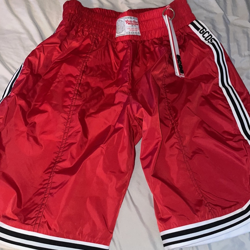 GCDS red basketball shorts size Large fits like medium NWT